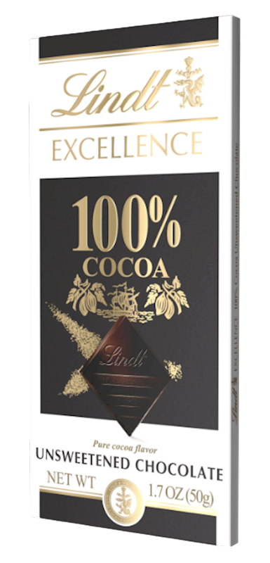 LINDT Excellence Dark Chocolate Bar 100% Cocoa 50g/18pack