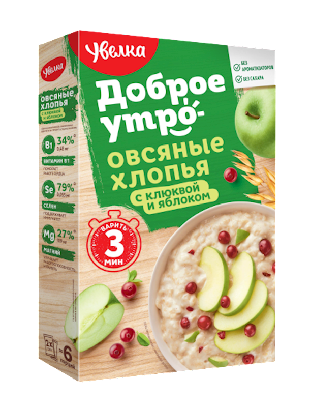 UVELKA Instant Oatmeal with Cranberry and Apple 200g/6pack