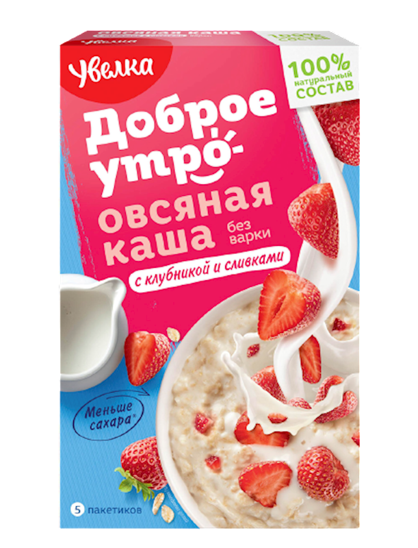 UVELKA Good Morning Instant Oatmeal with Strawberry and Cream 200g/6pack