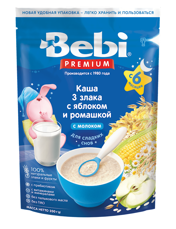 BEBI Sweet Dreams 3 Grains Cereal with Milk, Apple & Chamomile 200g/9pack