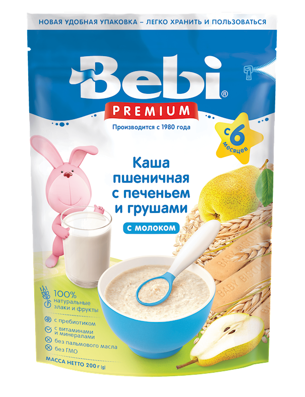 BEBI Wheat Flakes with Milk, Cookies & Pear 200g/9pack