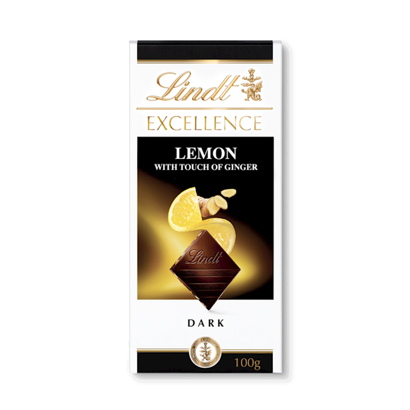 LINDT Excellence Dark Chocolate Bar with Lemon & Ginger 100g/20pack