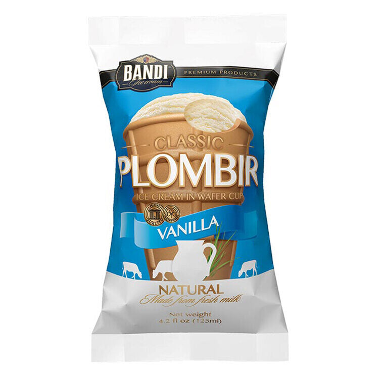 BANDI Classic Plombir Ice Cream in Wafer Cup 125ml/30pack