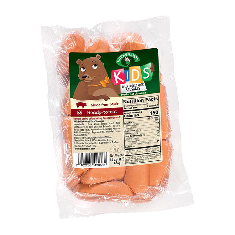 KREKENAVOS Kids Mini Pork Sausages 1lb/10pack