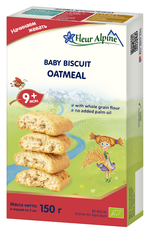 FLEUR ALPINE Oatmeal Baby Biscuits 150g/6pack