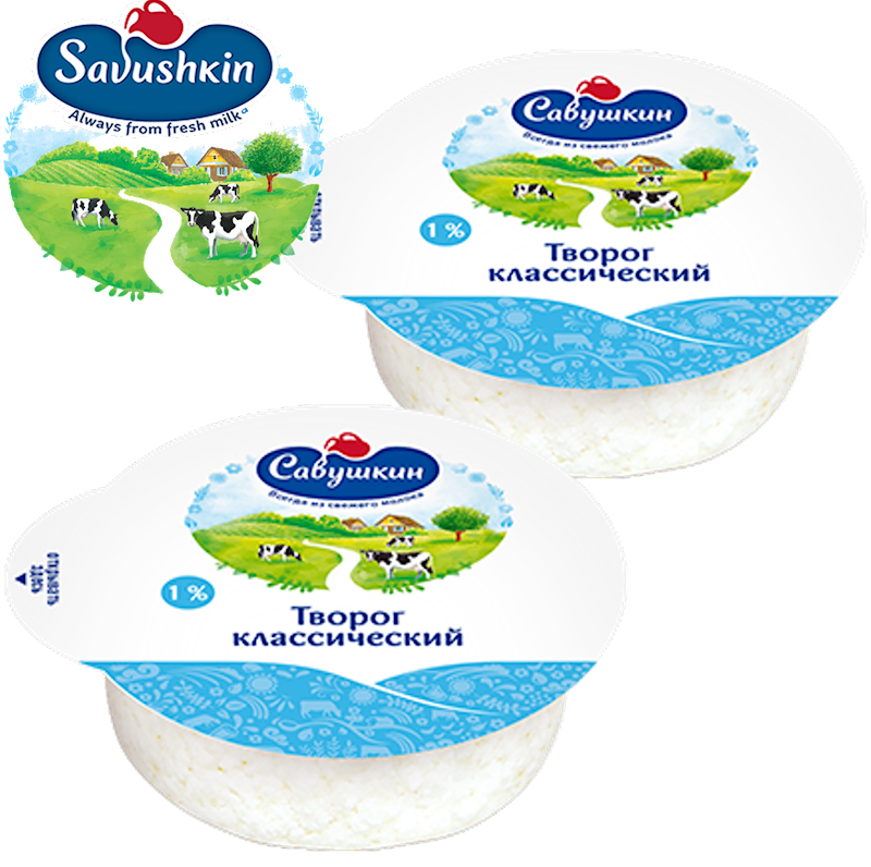 SAVUSHKIN Farmer Cheese Classic 1% 300g/12pack