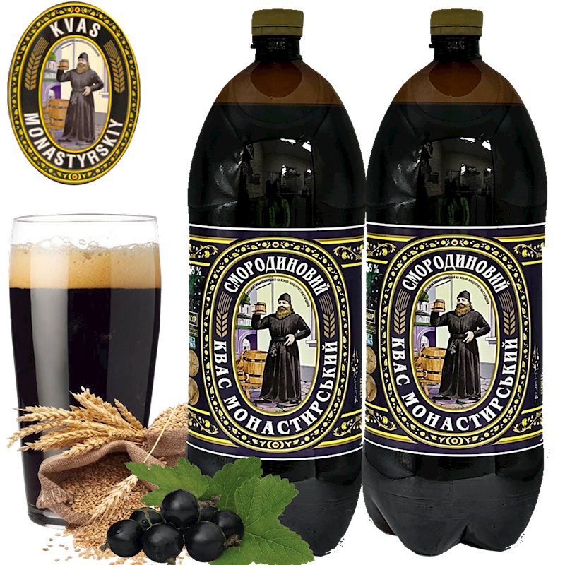 MONASTIRSKIY Black Currant Kvas 2L/6pack