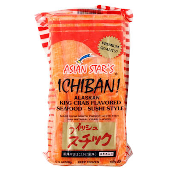 ICHIBAN King Crab Flavored Seafood Sticks, Sushi Style for Kani Salad 500g/20pack