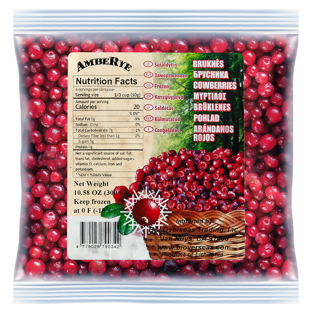 AMBERYE Frozen Cowberries (Brusnika) 300g/15pack