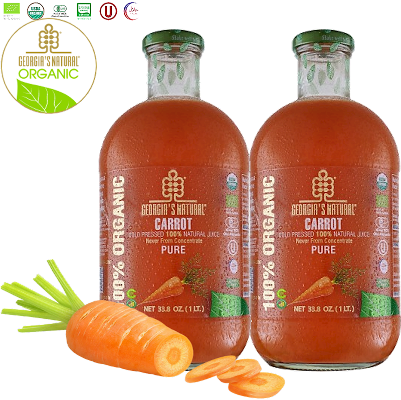 GEORGIA'S NATURAL Organic Cold Pressed Pure Carrot Juice 750ml/8pack