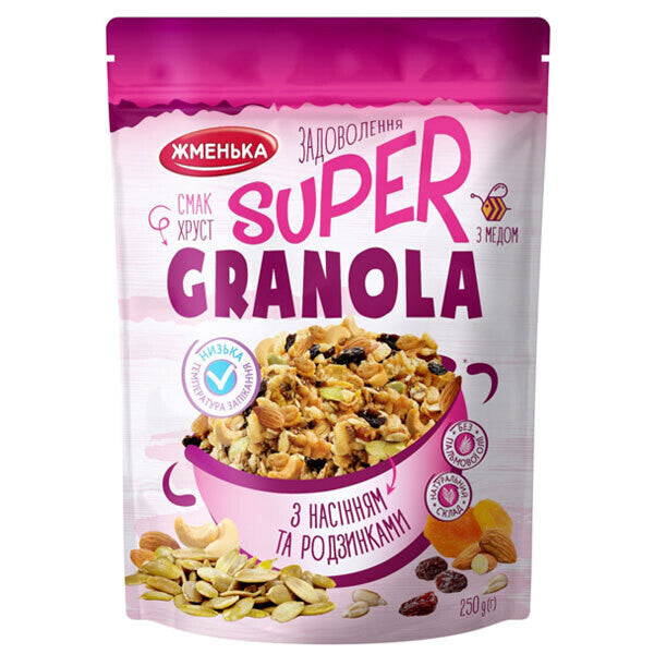 ZHMENKA Super Granola with Honey, Seeds and Raisins 250g/12pack