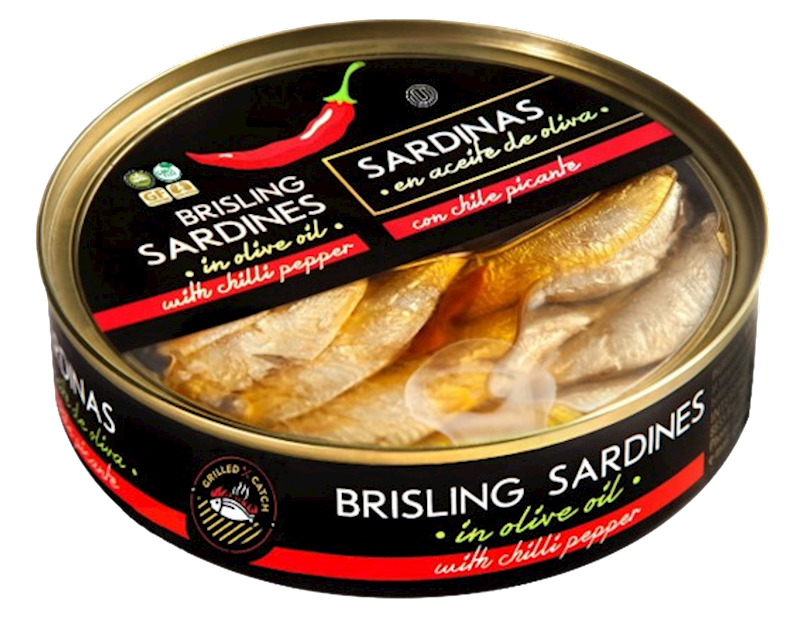 BRIVAIS VILNIS Brisling Sardines in Olive Oil with Chili Pepper 160g/10pack