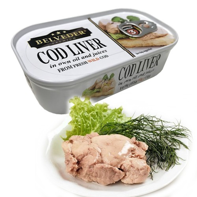 BELVEDER Premium Cod Liver in Own Oil & Juices 120g/12pack