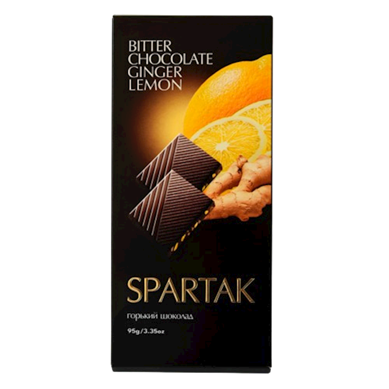 SPARTAK Bitter Chocolate Bar with Lemon & Ginger 95g/20pack