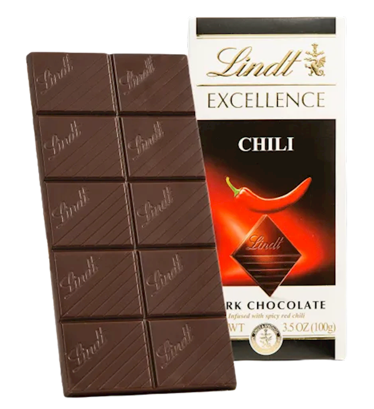 LINDT Excellence Dark Chocolate Bar with Red Chili 100g/12pack