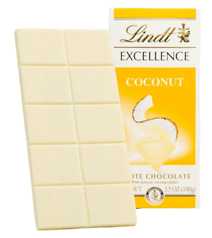 LINDT Excellence White Chocolate Bar with Coconut Flakes 90g/12pack