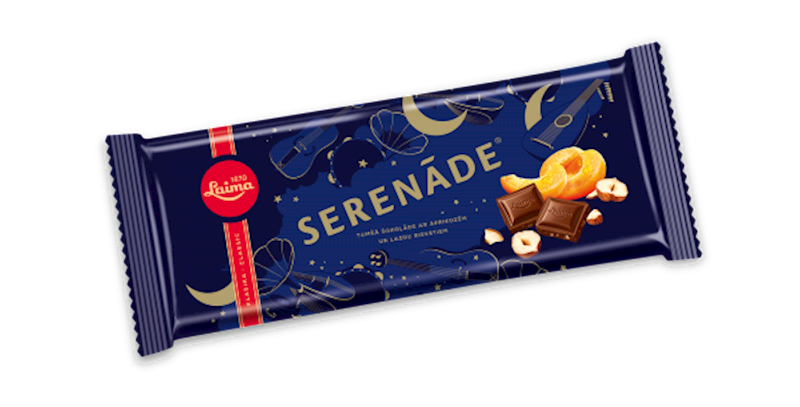 LAIMA Serenade Dark Chocolate Bar with Apricot and Hazelnut 200g/9pack