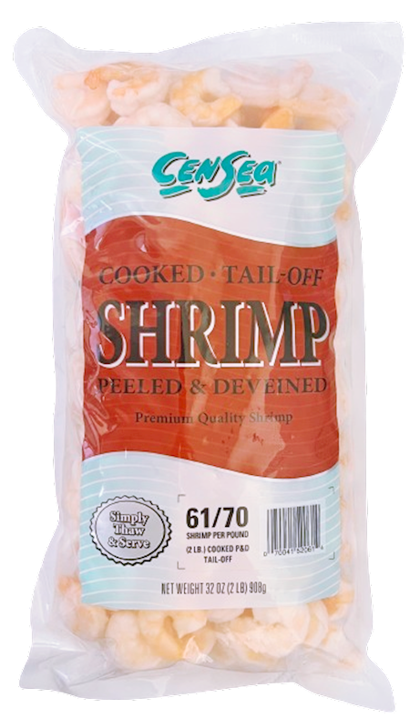 GEN SEA Cooked Shrimp, Frozen, Peeled, Deveined, Tail-Off 2lb/5pack