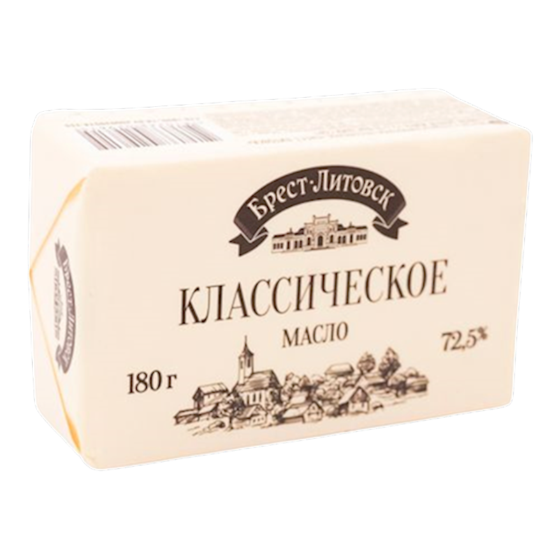 BREST LITOVSK Classicheskoye (Classic) Butter 72.5% milk fat 180g/10pack