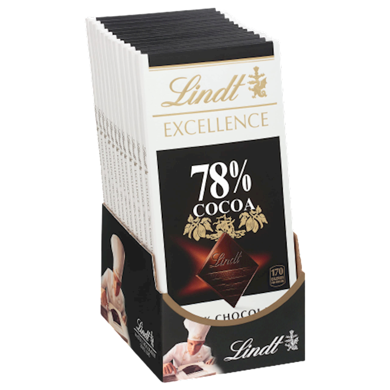 LINDT Excellence Dark Chocolate Bar 78% Cocoa 100g/12pack