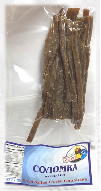 KUZMICH Dried Salted Karas' (Crucial Carp) Straws (Solomki) 150g/20pack