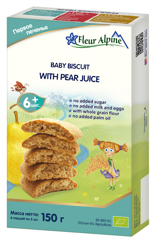 FLEUR ALPINE Baby Biscuits with Pear Juice 150g/6pack