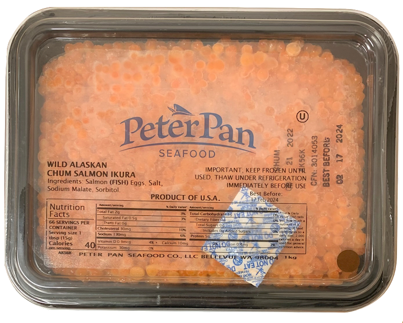 PETER PAN Wild Alaskan Chum Salmon Ikura (Red Caviar) #3 Brown 1000g