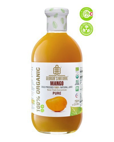 GEORGIA'S NATURAL Organic Pure Cold Pressed Mango Juice 750ml/8pack