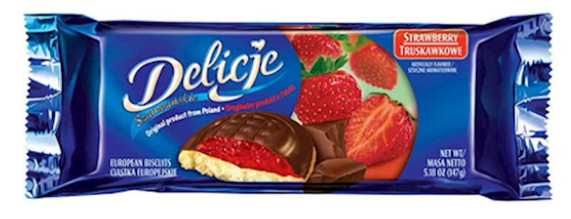 DELICJE Chocolate Glazed Cookies with Jelly 147g/24pack