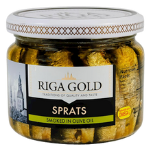 Load image into Gallery viewer, RIGA GOLD Smoked Sprats in Olive Oil 270g/12pack
