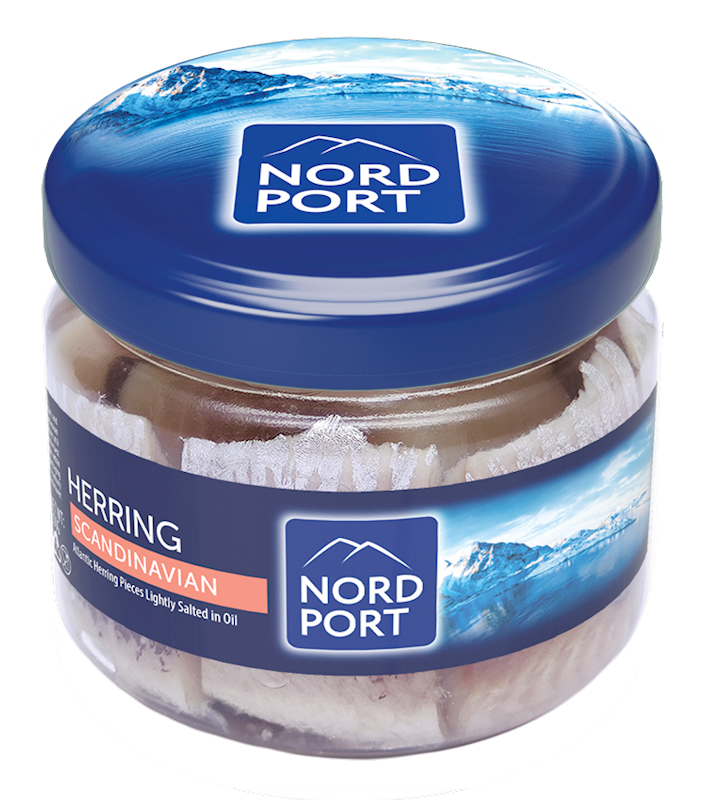 NORD PORT Lightly Salted Atlantic Herring Pieces in Oil - glass jars 290g/6pack