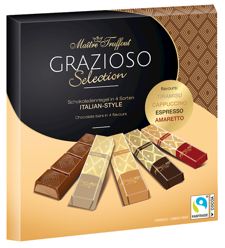 MAITRE TRUFFOUT Grazioso Selection Italian Style Chocolate Bars in Gift Box 200g/25pack