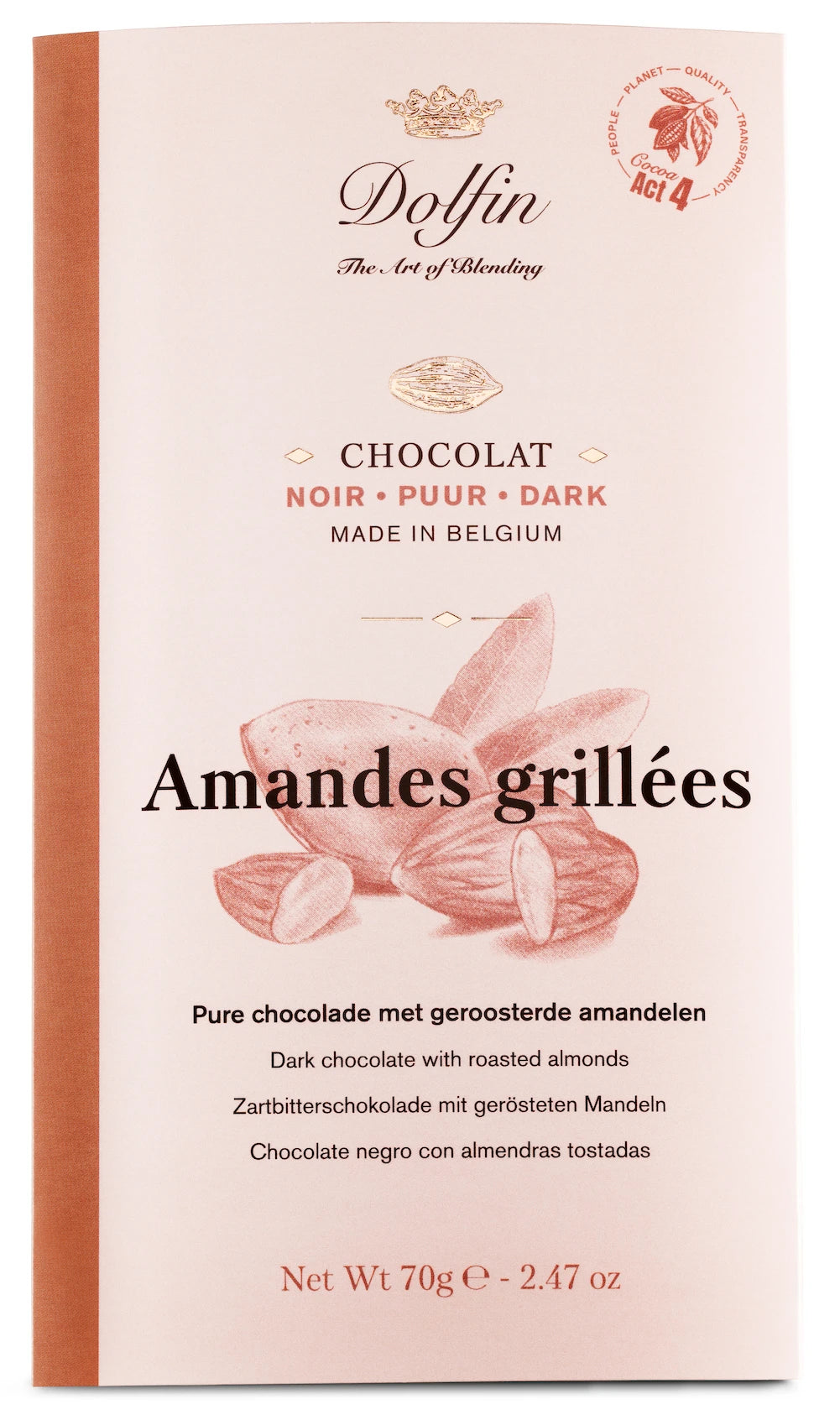 DOLFIN Belgian Dark Chocolate & Roasted Almonds 70g/15pack