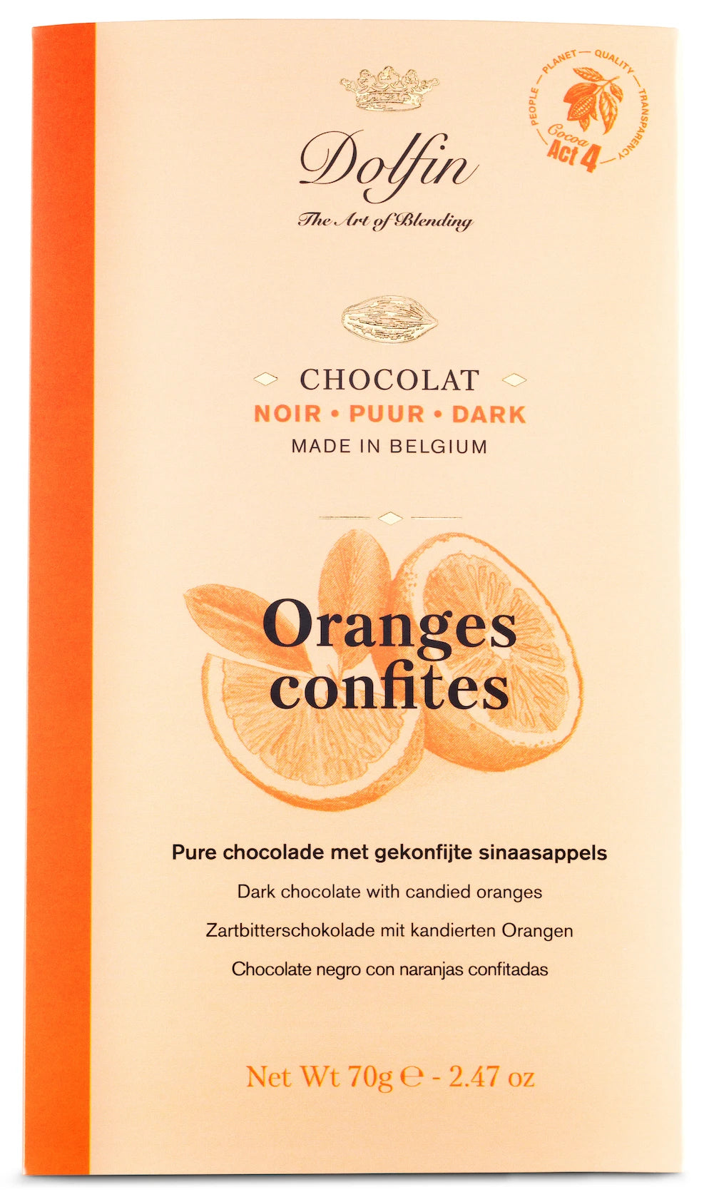 DOLFIN Belgian Dark Chocolate with Candied Oranges 70g/15pack