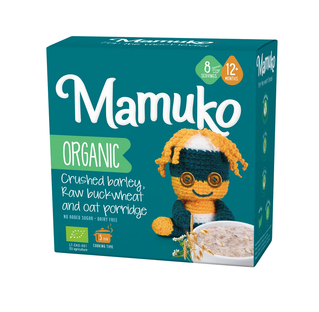 MAMUKO Organic Crushed Barley, Raw Buckwheat & Oat Porridge 200g/10pack