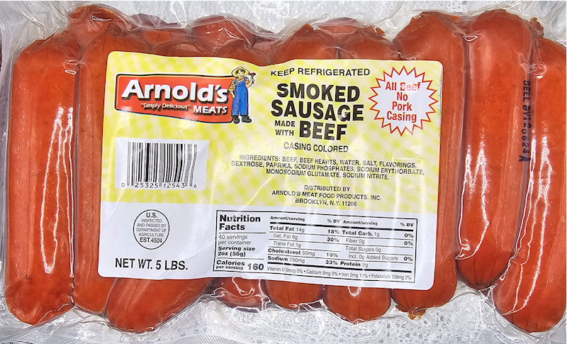 ARNOLD'S MEATS Smoked Beef Sausage ~5lbs