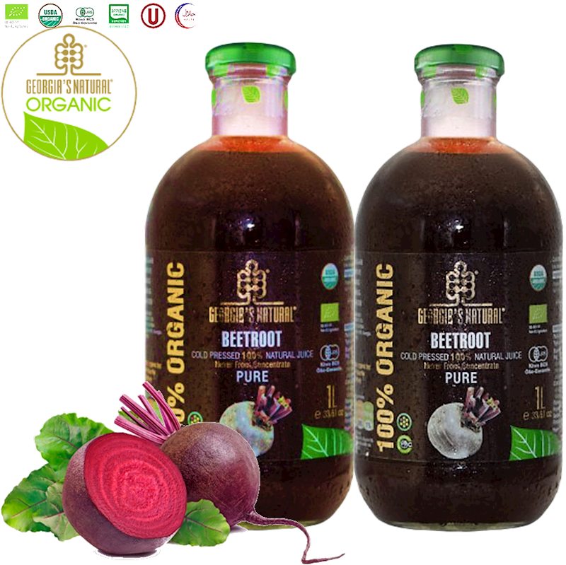 GEORGIA'S NATURAL Organic Cold Pressed Pure Beetroot Juice 750ml/8pack