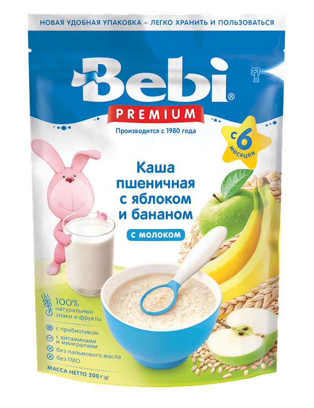 BEBI Wheat Flakes with Milk, Apple & Banana 200g/9pack