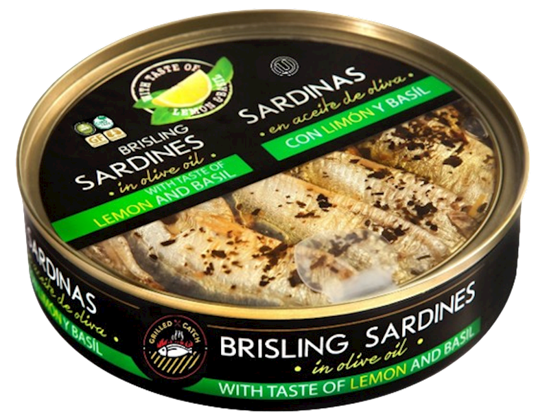 BRIVAIS VILNIS Brisling Sardines in Olive Oil with Lemon & Basil 160g/10pack