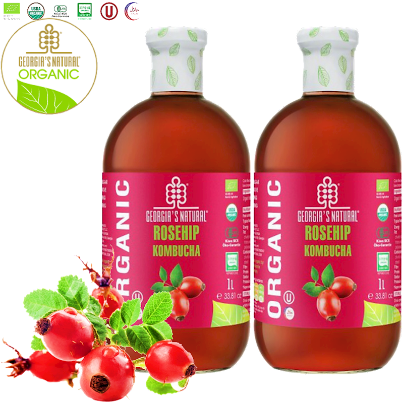 GEORGIA'S NATURAL Organic Rosehip Komucha 1L/6pack