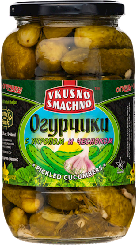 VKUSNO SMACHNO Pickled Cucumbers with Dill & Garlic 907ml/12pack
