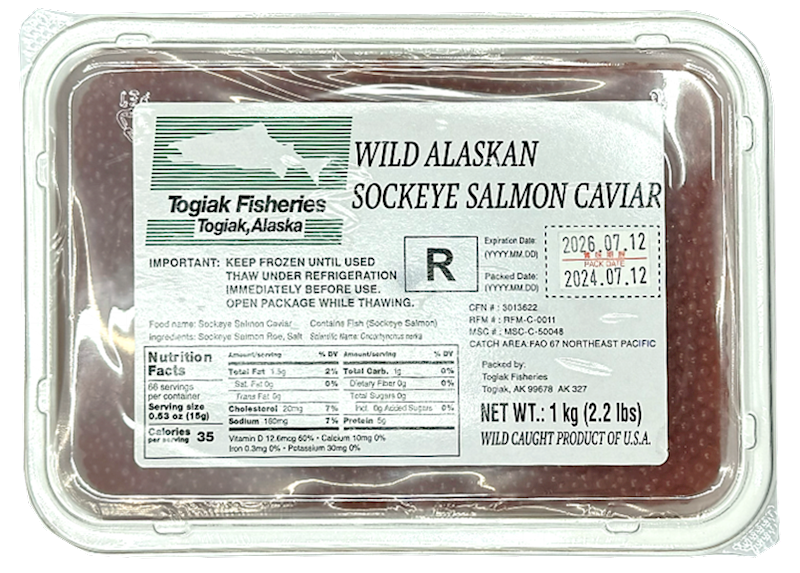 TOGIAC FISHERIES Wild Alaskan Sockeye Salmon Caviar 1000g