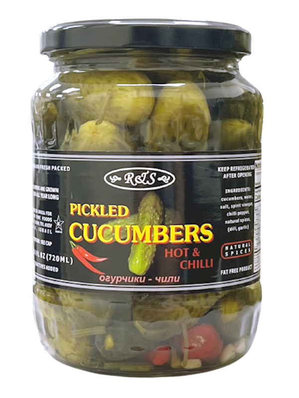 R&S Pickled Cucumbers Hot & Chilli 720g/12pack