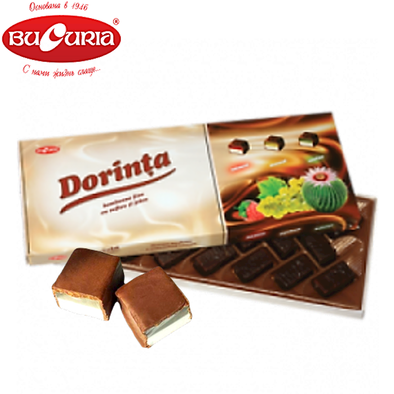BUCURIA Dorinta Chocolate Glazed Candy with Souffle and Berry Jelly 350g/12pack