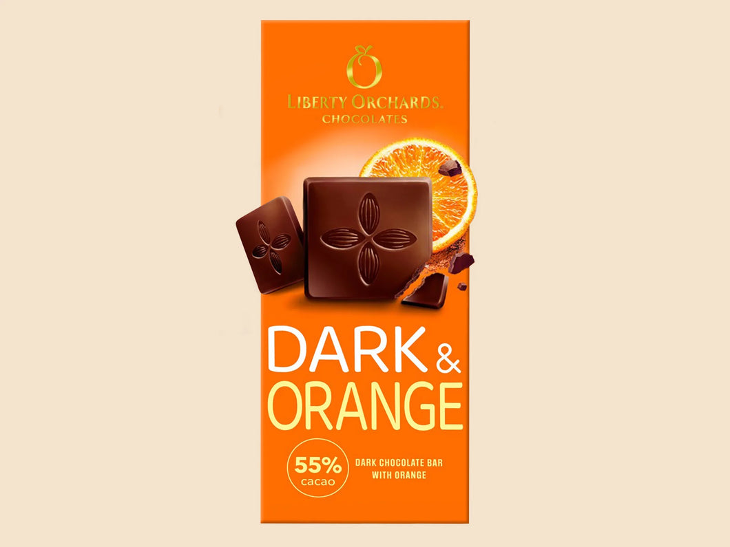 LIBERTY ORCHARDS Dark Chocolate Bar with Orange 90g/18pack