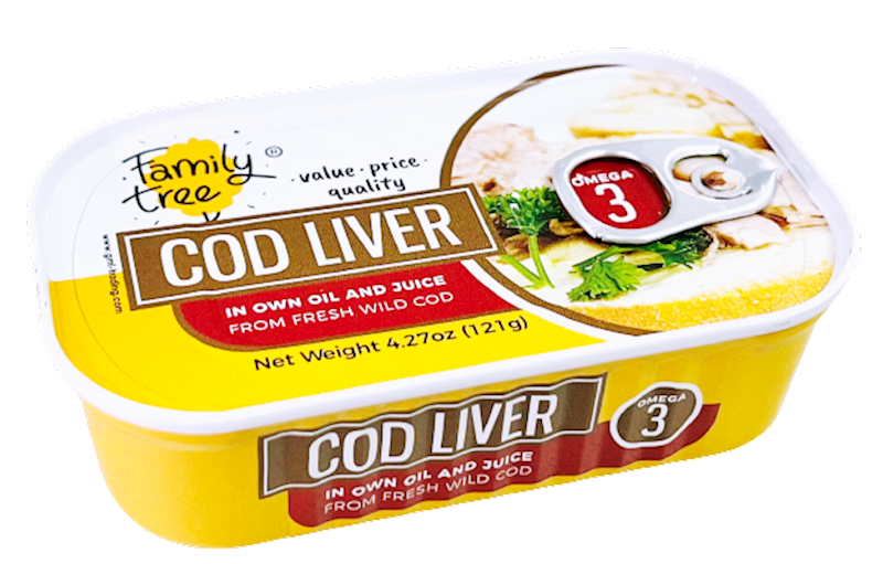 FAMILY TREE Cod Liver In Own Oil with Omega 3 121g/12pack