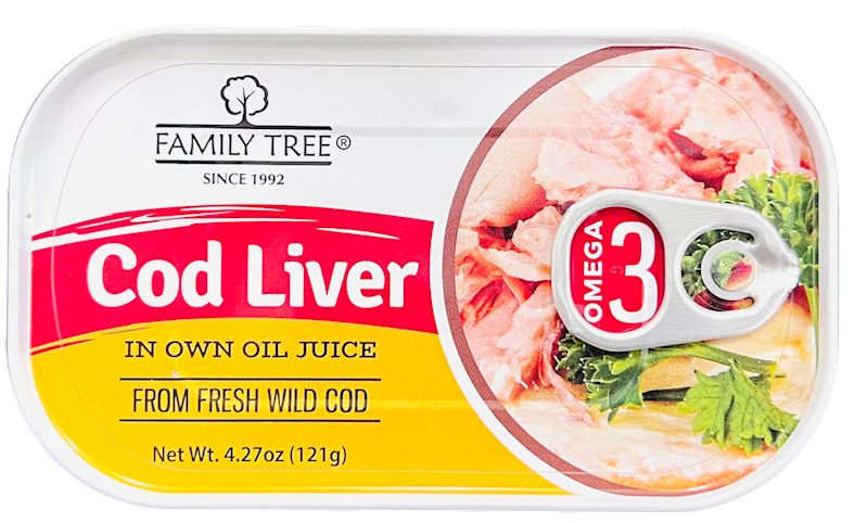 FAMILY TREE Cod Liver In Own Oil with Omega 3 121g/12pack