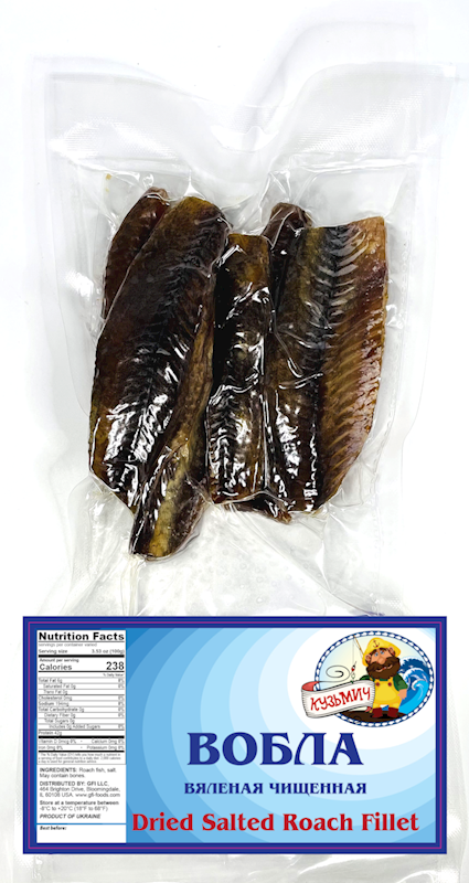 KUZMICH Dried Salted Roach (Vobla) Fillet ~7lbs