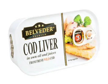 BELVEDER Cod Liver in Own Oil & Juices 120g/12pack