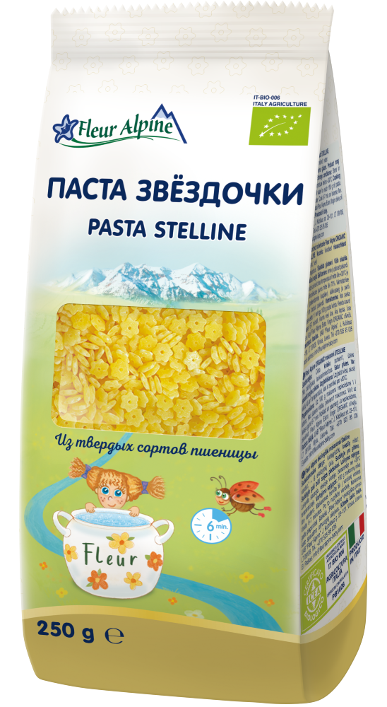 FLEUR ALPINE Organic Pasta Stelline (Star Shaped Pasta) 250g/24pack